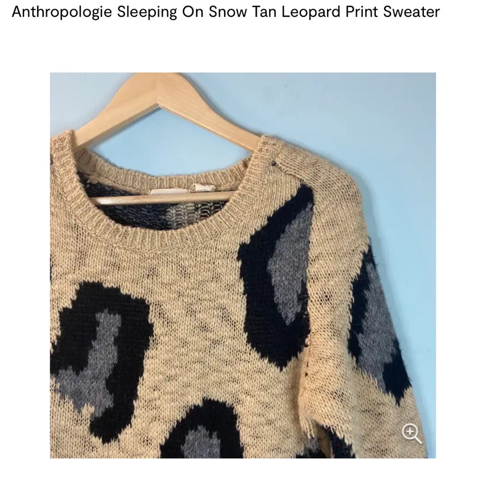 Anthropologie Sleeping on Snow Tan Leopard Print Sweater 
Size: XS